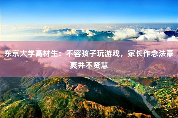 东京大学高材生：不容孩子玩游戏，家长作念法豪爽并不贤慧