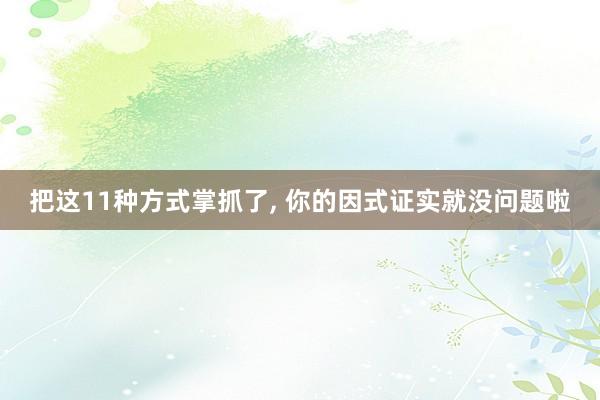 把这11种方式掌抓了, 你的因式证实就没问题啦
